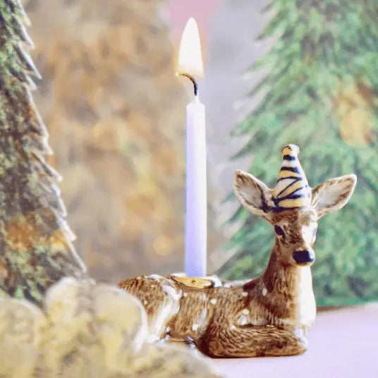 Porcelain Sitting Deer Heirloom Birthday Cake Topper