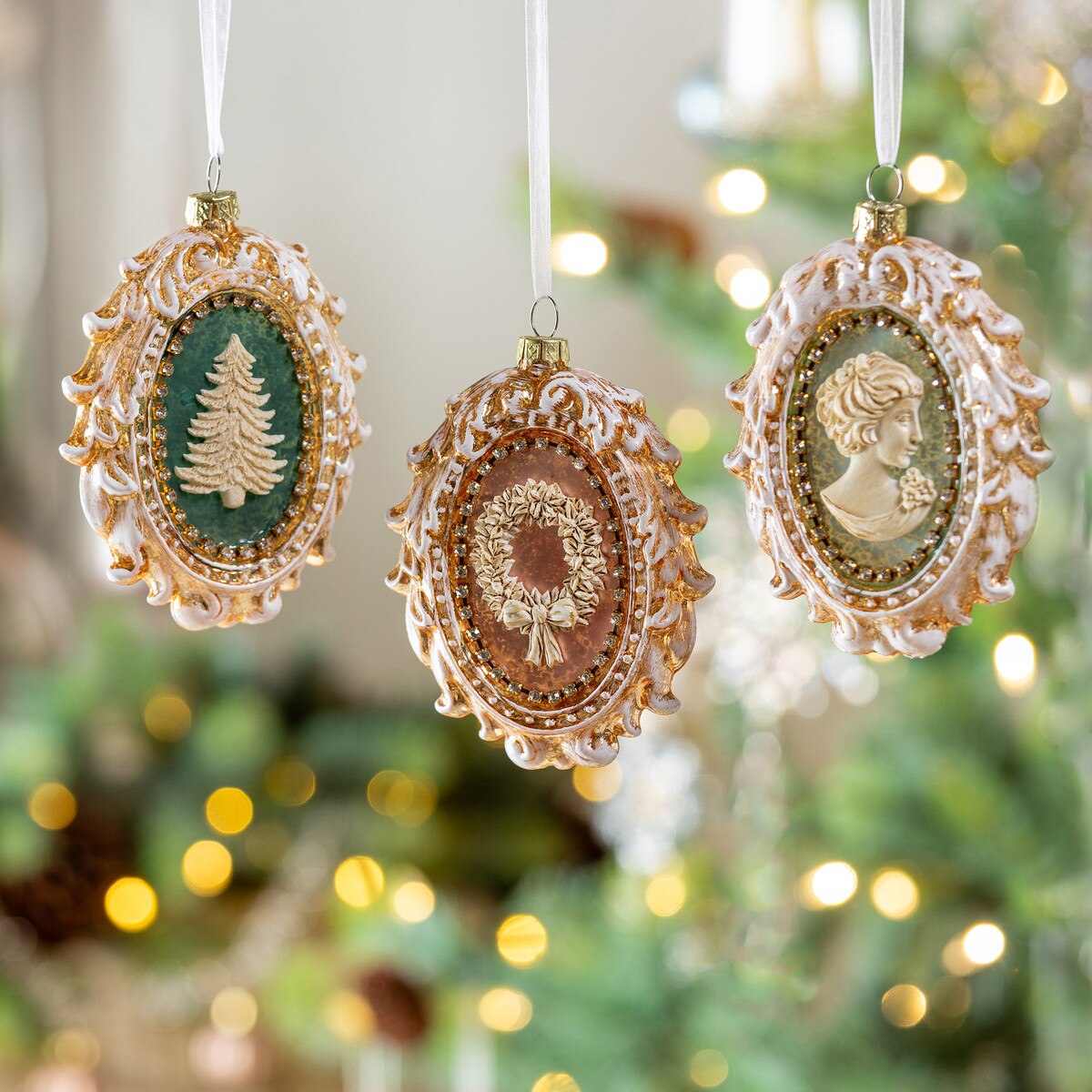 Framed Cameo Glass Ornament - Choose Style