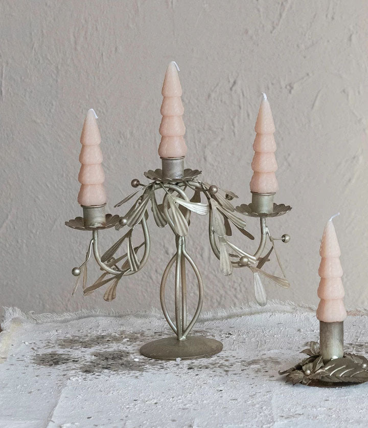 Metal Candelabra with Leaves and Berries