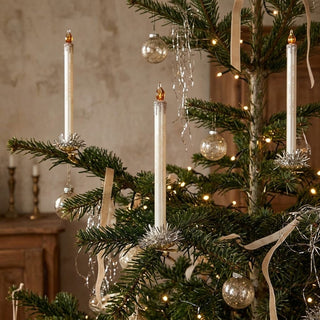 Frosted Champagne Glass Taper Candle Clip-on Ornament