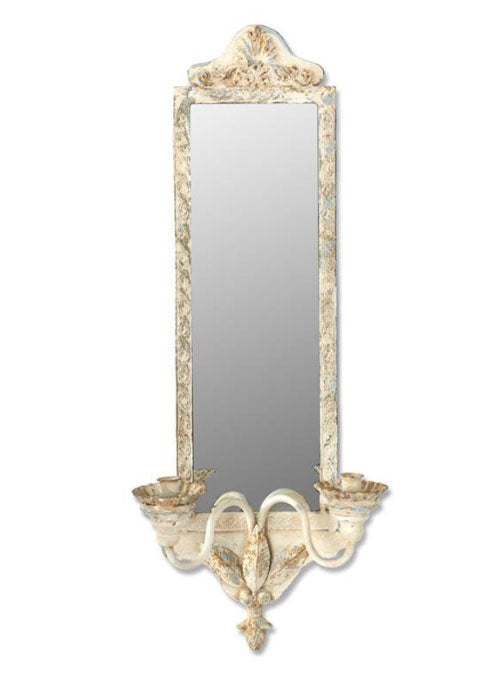 European Cottage Wall Mirror with Taper Holders