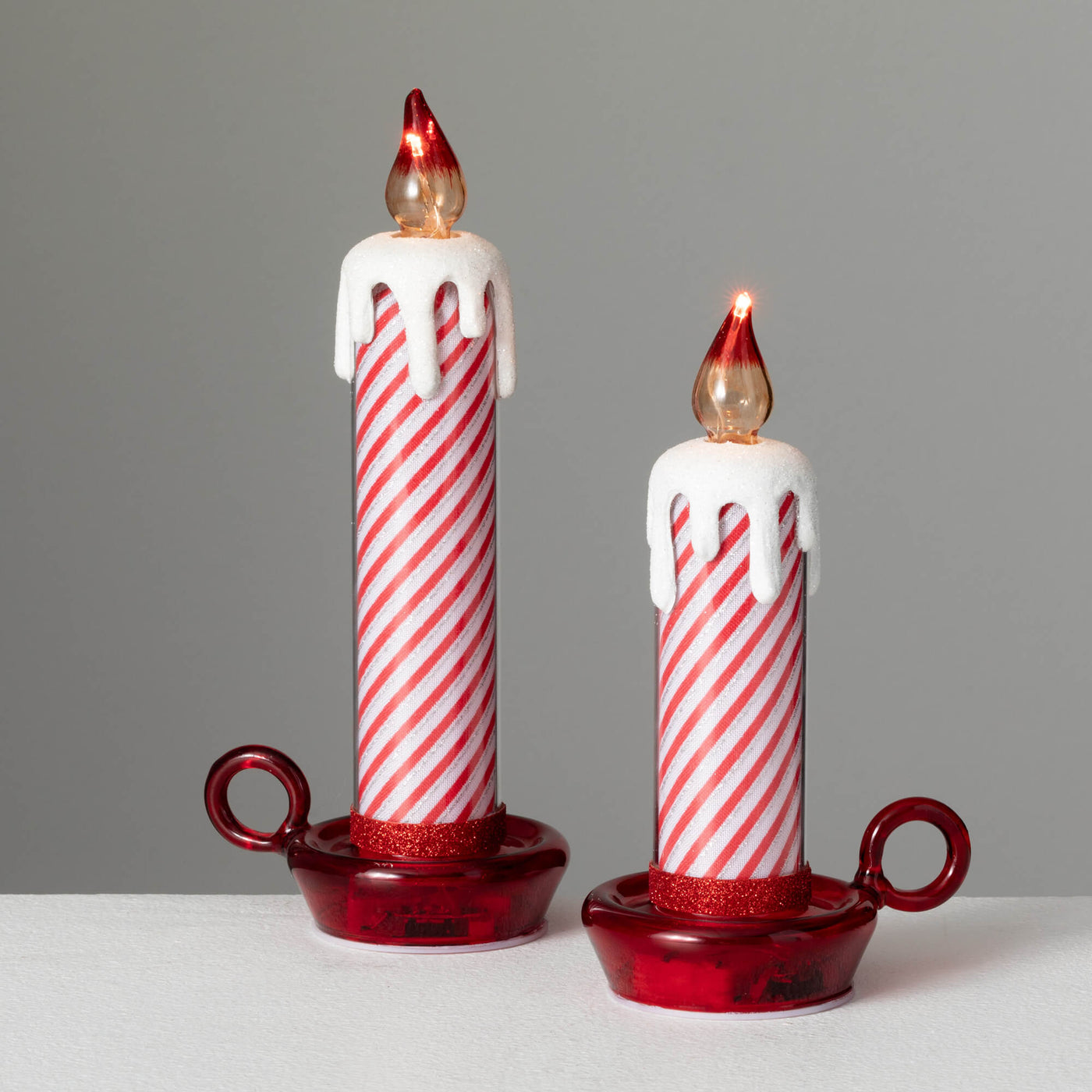 Candy Stripe Lighted Candle - Choose Size