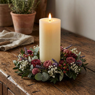 8" Cream Wick Touch for Off and On LED Pillar Candle w/Timer - Choose Size