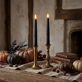 Black LED Drip Taper Candles, Set of 2