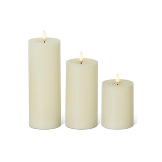 8" Cream Wick Touch for Off and On LED Pillar Candle w/Timer - Choose Size