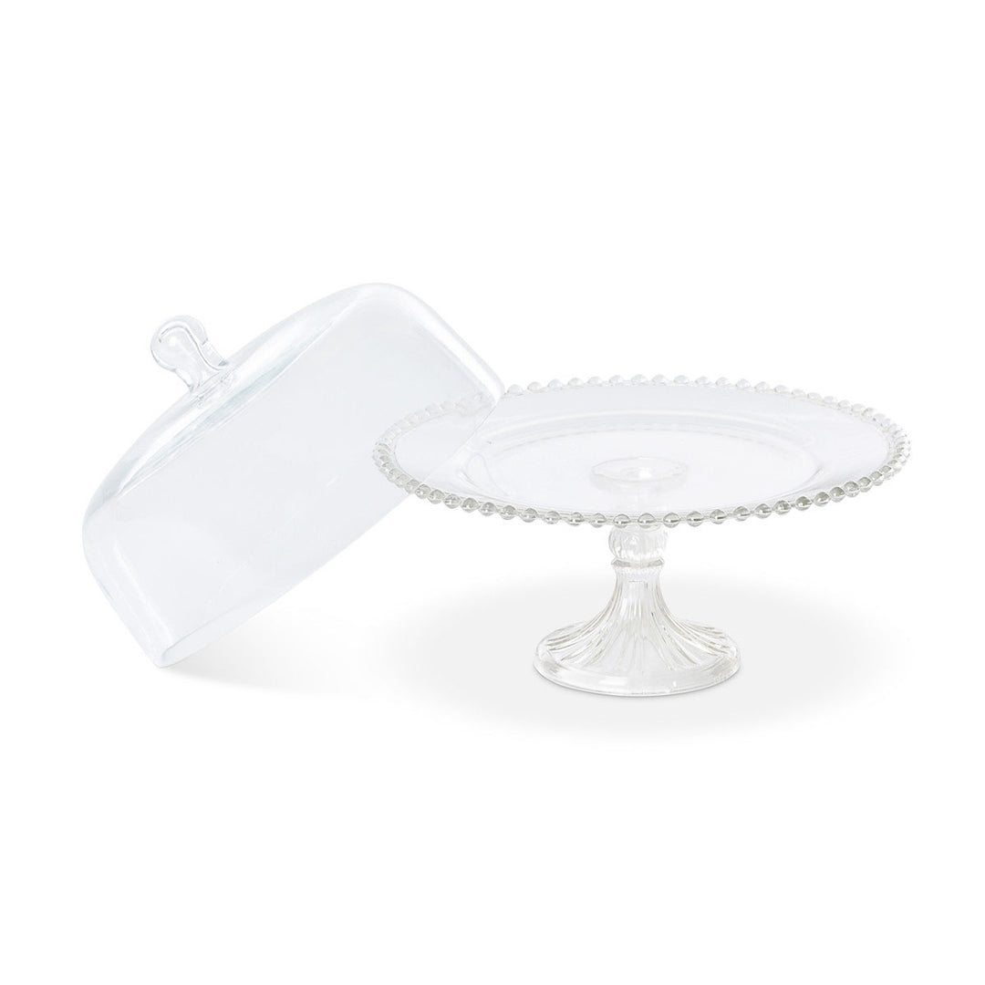 Glass Cake Dish With Dome Cotton Crete