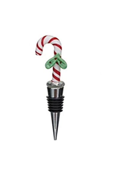 Holiday Bottle Stopper with Hand Painted Glass Holiday Design - Choose Style