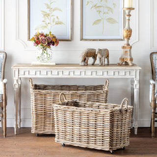 Set of 2 Oversized Rattan Baskets on Castors - More Coming Soon