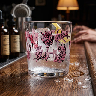 Ben Lenovitz Pink Cats Lowball Glass