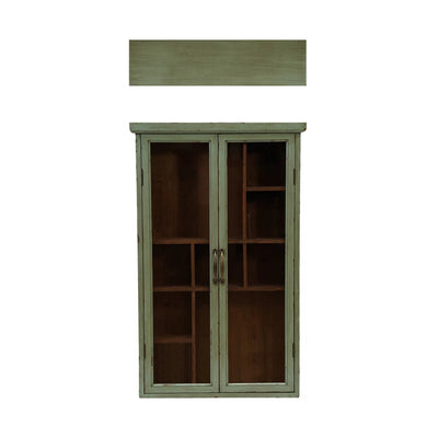 Wood & Glass Cabinet with Brass Finish Pulls (Hangs or Sits)