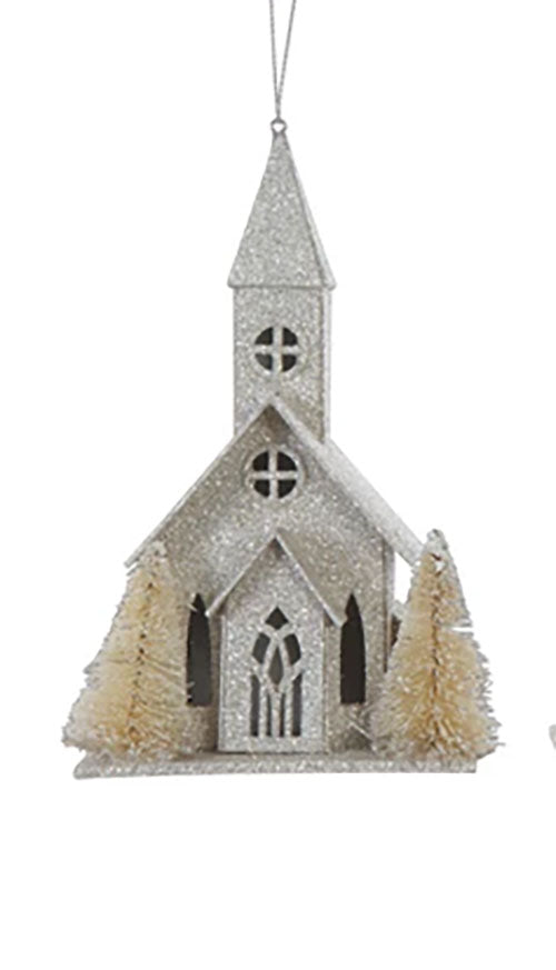 Vintage Style LED Paper Church Ornament with Sisal Trees - Choose Style