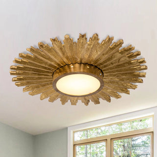22" Gold Sunburst Flush-Mount Ceiling Light
