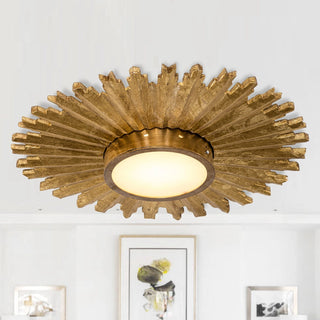 22" Gold Sunburst Flush-Mount Ceiling Light