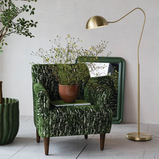 Burnout Green Velvet Chair