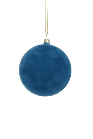 Cody Foster 4" Crushed Velvet Glass Christmas Ball - Cerulean Blue