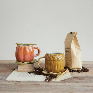 Harvest Pumpkin Stoneware Mug Set