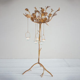 Gilded Oak Branch Hanging Tealight Candelabra