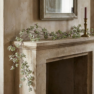 60" Glittered Mistletoe Garland with Red Berries