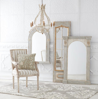 31" Weathered White & Gold Metal Leaf Chandelier