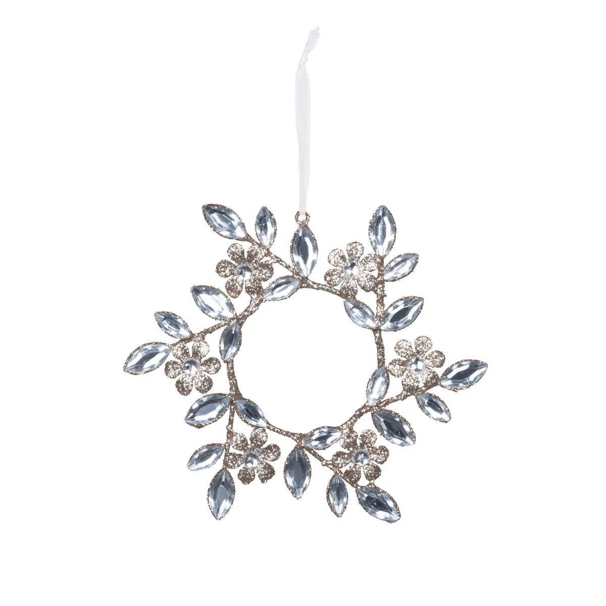 Champagne Gem Floral Wreath Ornament