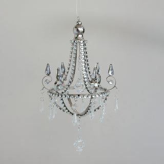 13.25" Silver Chandelier Ornament with Acrylic Jewels