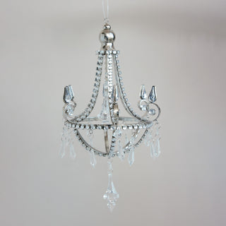 13.25" Silver Chandelier Ornament with Acrylic Jewels