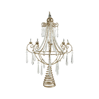 Metal Chandelier Tree Topper with Acrylic Crystals and Glitter – Choose Size