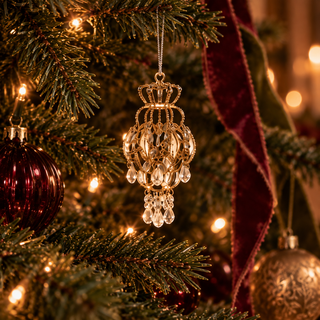 Metal Chandelier Ornament with Acrylic Crystals