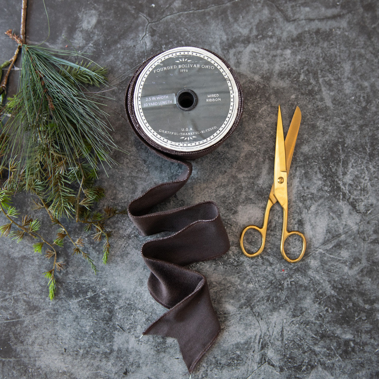 2.5" Wide Charcoal Velvet Ribbon