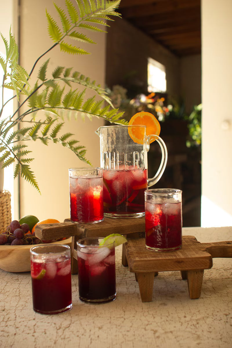 Glass Cheers Pitcher with 4 Glasses Set – Cotton & Crete