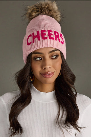 Pink Cheers Knit Pom Pom Hat