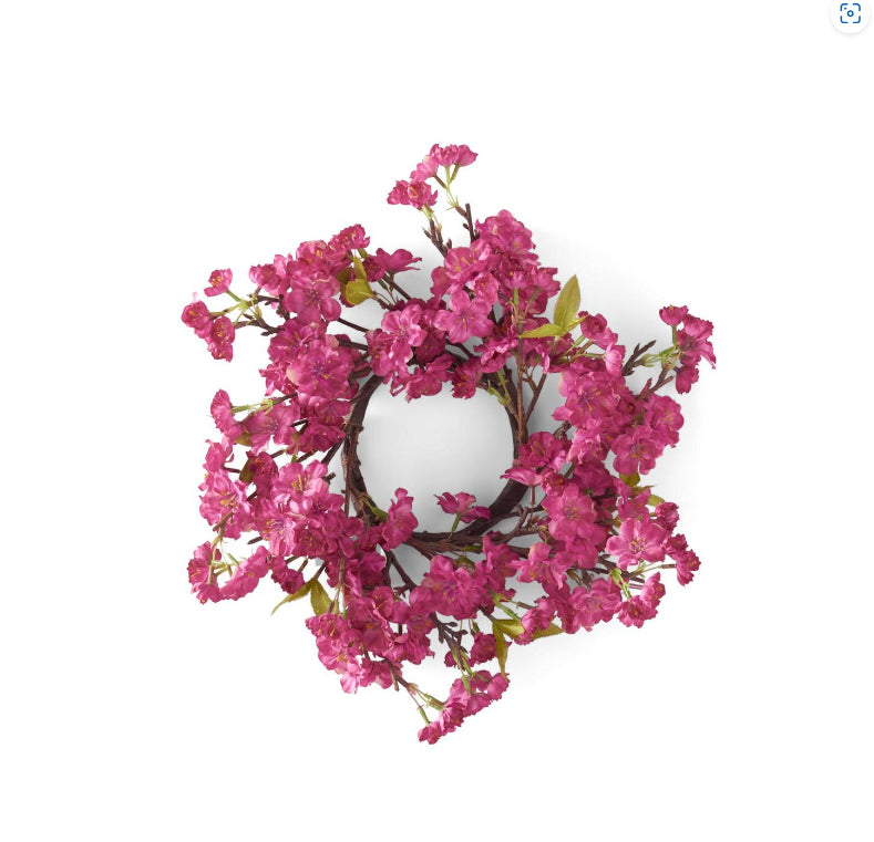 14" Cherry Blossom Candle Ring Wreath