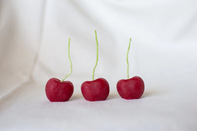 Set of 5 Beeswax Cherry Birthday Candles