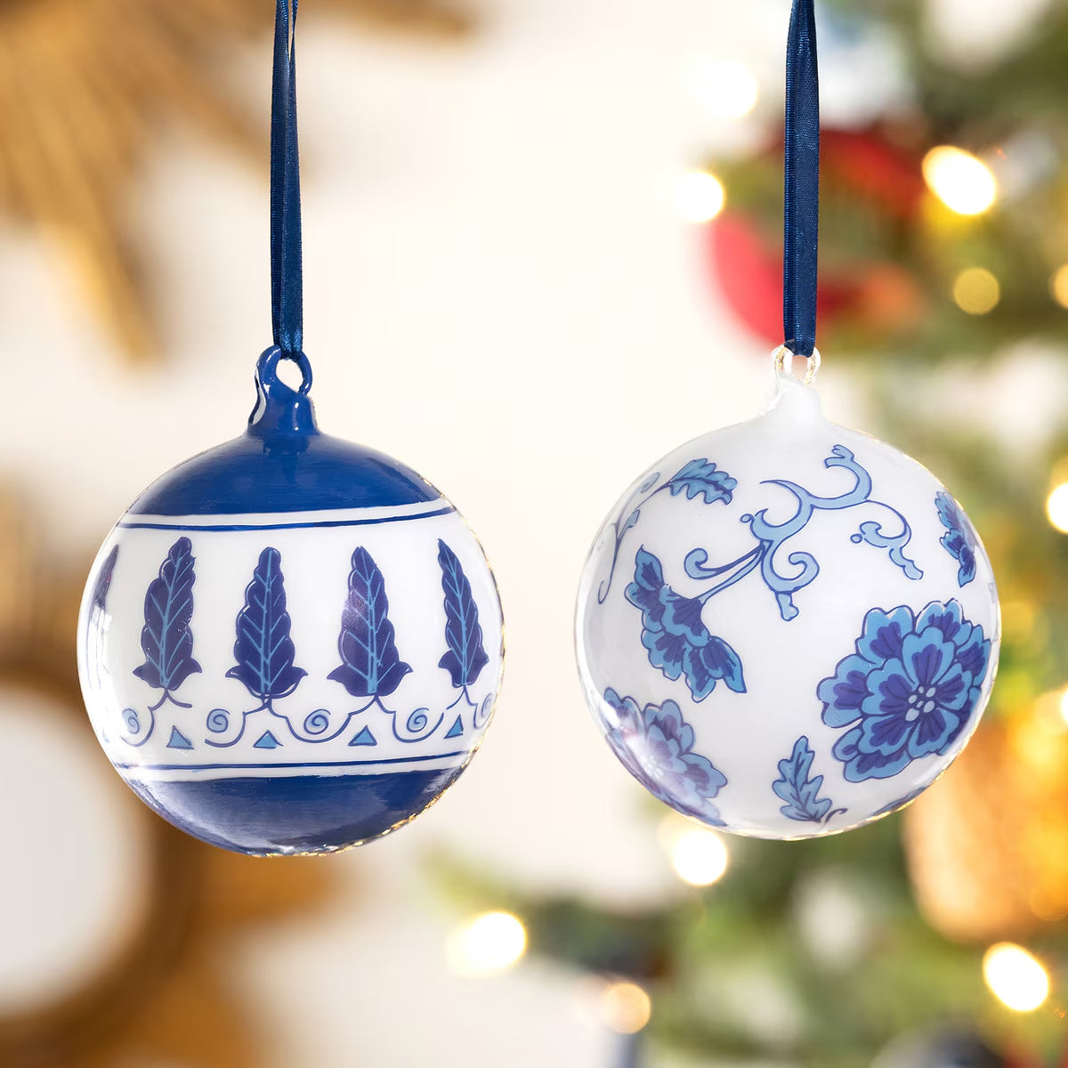 Chinoiserie Glass Ball Ornament  - Choose Color