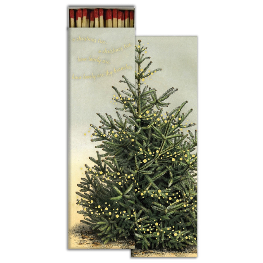 Oh Christmas Tree with Gold Foil Design Long Safety Matches