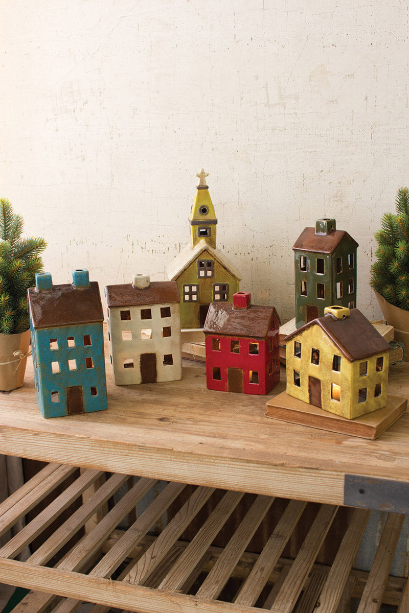 The Christmas Village - Set of 6 Ceramic Buildings