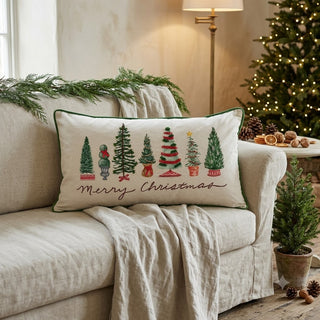 Merry Christmas Tree Lumbar Pillow