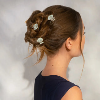 Metal Clam Shell Hair Clip 2pc Set