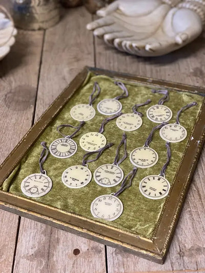 Set of 6 Vintage Style French Clock Face Ornaments