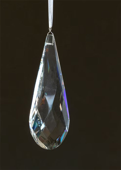 Faceted Crystal Drop Clear Ornament - Choose Style