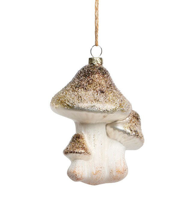 Glass Iced Mushroom Ornament - Choose Style