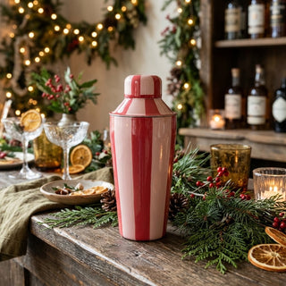 Enameled Striped Stainless Steel Cocktail Shaker