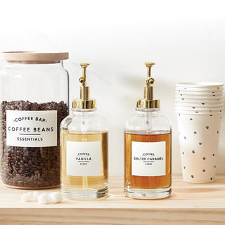 Set of 2 Glass Coffee Syrup Dispensers