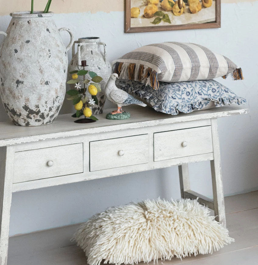 White Distressed Reclaimed Wood Console Table