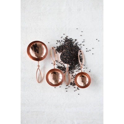 Set of 4 Hammered Stainless-Steel Scoops with Copper Finish