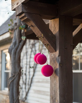 Cody Foster Crushed Velvet Hot Pink Glass Christmas Ball - Choose Size