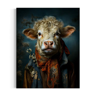 8x10 Rustic Cow in Elegant Attire Print Wall Decor