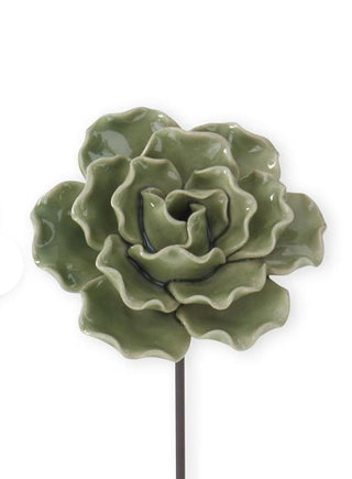 9.25" Ceramic Flower Pick - Green - Choose Your Favorite Style