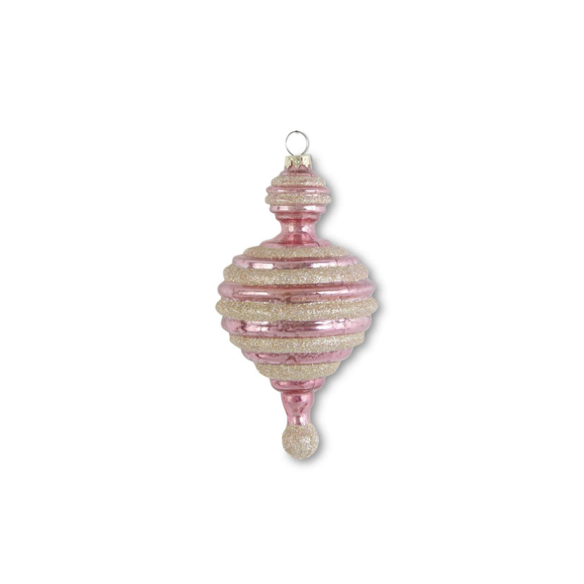 Pink Mercury Glass Ornament with Champagne Glitter - Choose Style