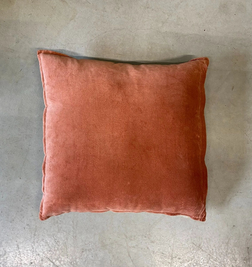 20" Cranberry and Cream Hand Block Pillow